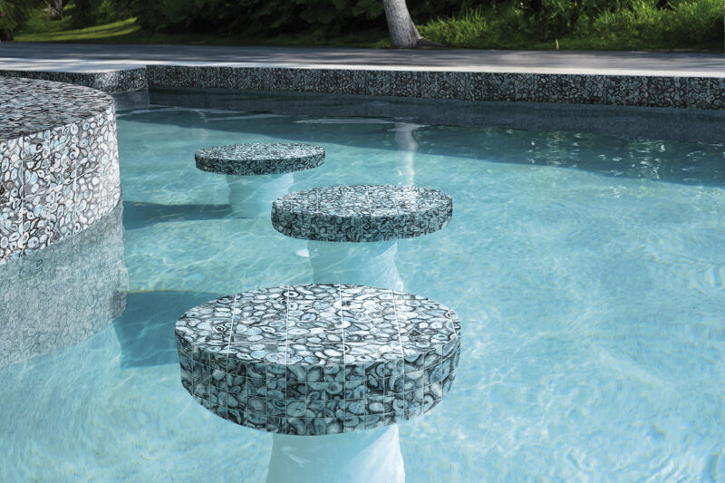 Empty,Round,Terrazzo,Bar,Stools,Seat,In,Clean,And,Clear